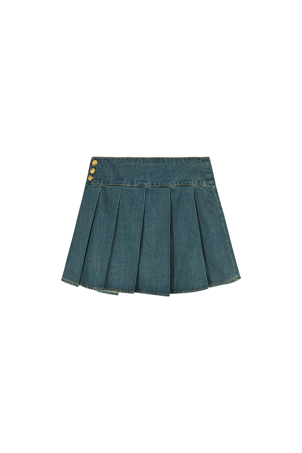 Denim Mini Pleated Skirt for Women