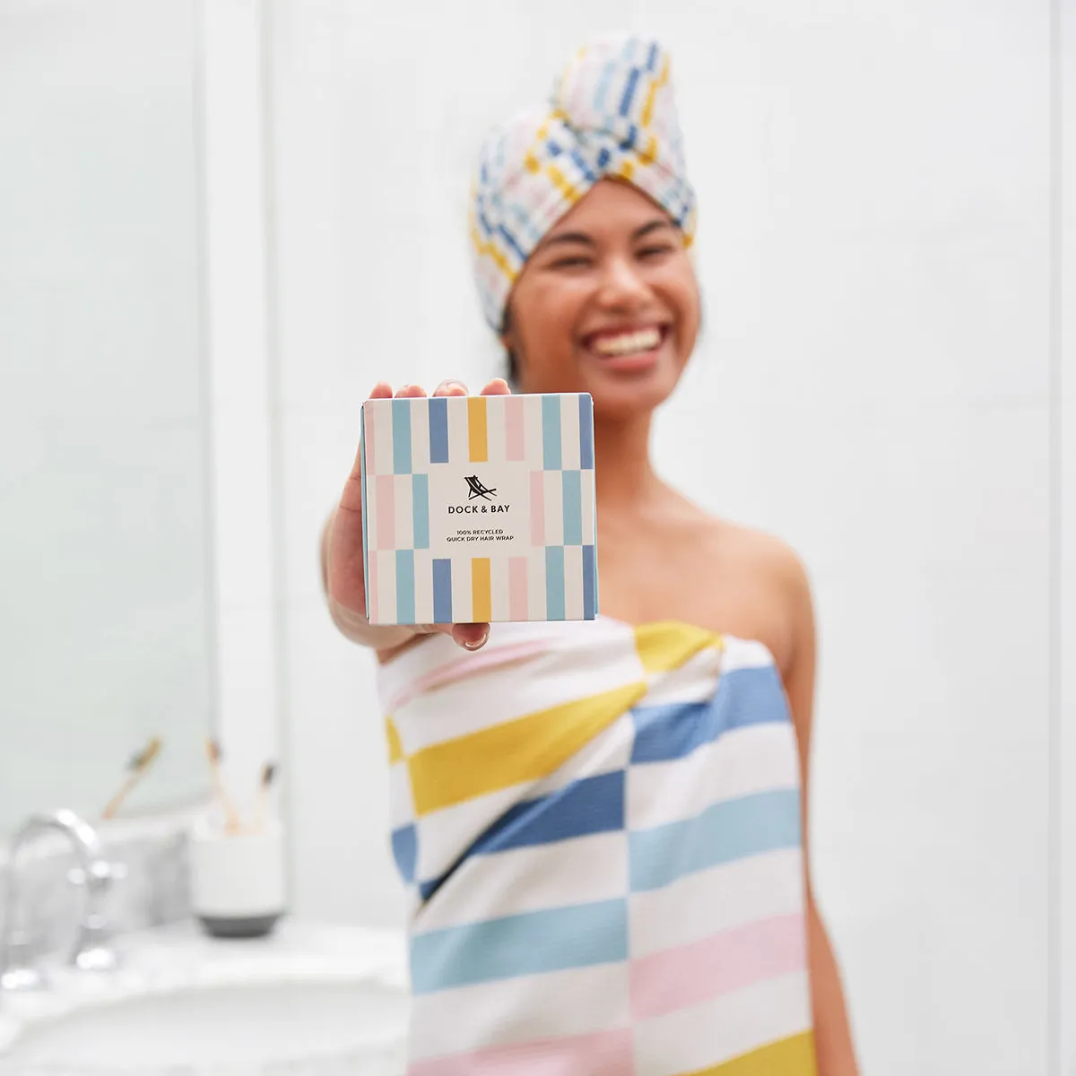 Dock & Bay Hair Wrap - Quick Dry Hair Towel - Geometric Gems (4)