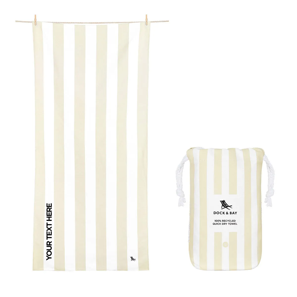 Dock & Bay Quick Dry Towels - Bora Bora Beige - Customized Embroidery Personalized for You