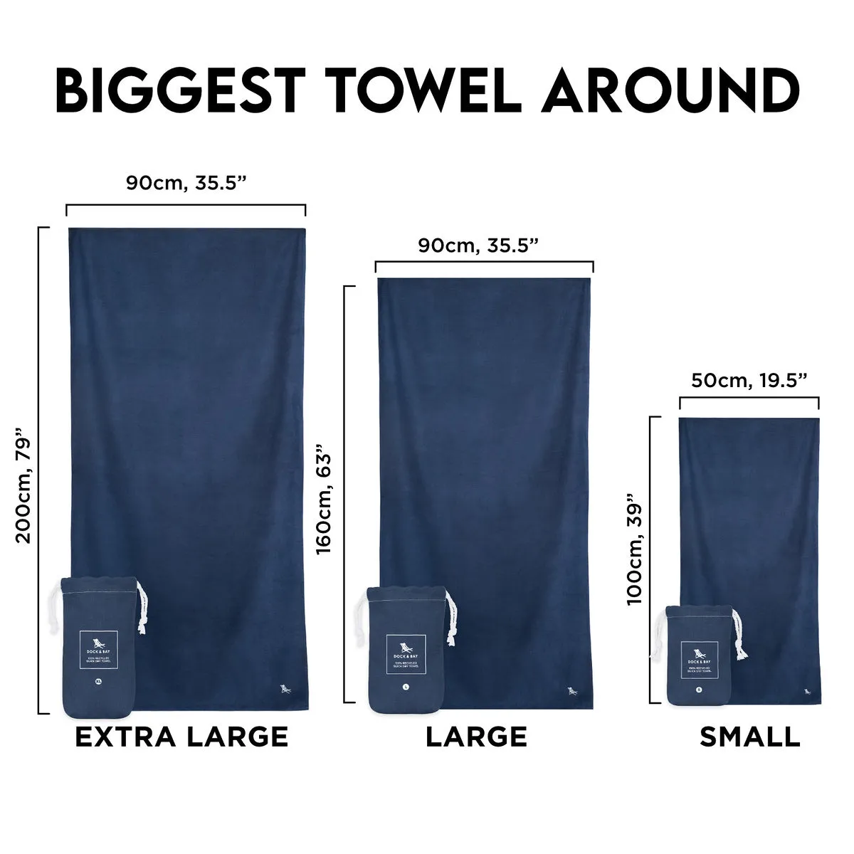 Dock & Bay Quick Dry Towels - Deep Sea Navy - Customized Embroidery Personalized for You