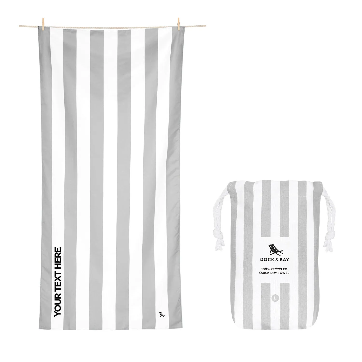 Dock & Bay Quick Dry Towels - Goa Grey - Customized Embroidery Personalized for You
