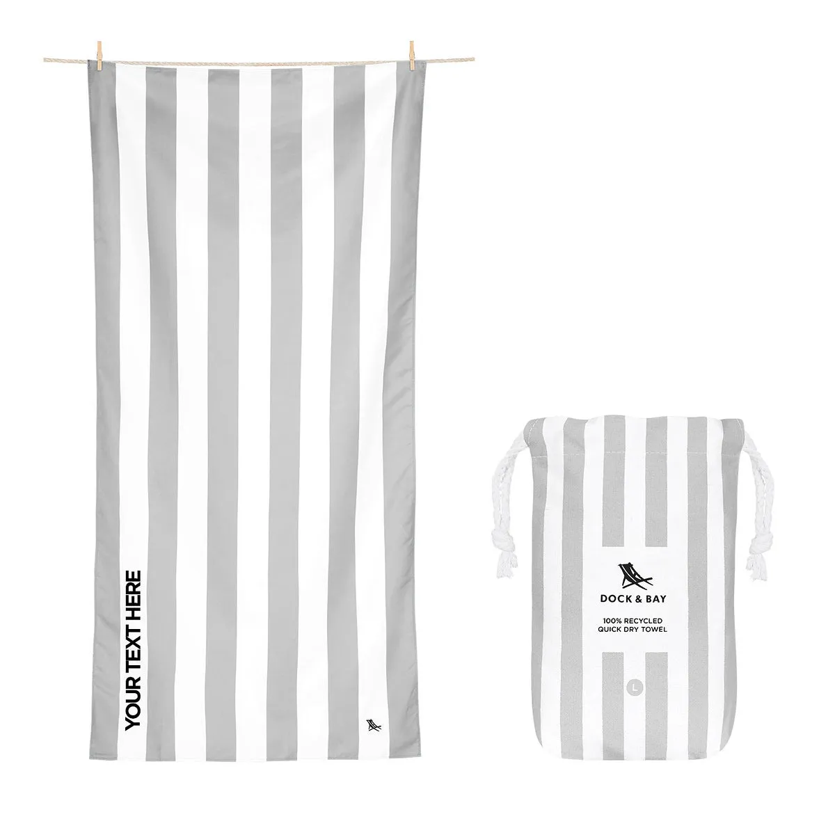 Dock & Bay Quick Dry Towels - Goa Grey - Customized Embroidery Personalized for You