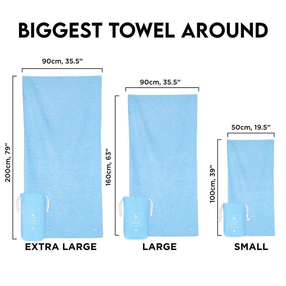 Dock & Bay Quick Dry Towels - Lagoon Blue - Customized Embroidery Personalized for You