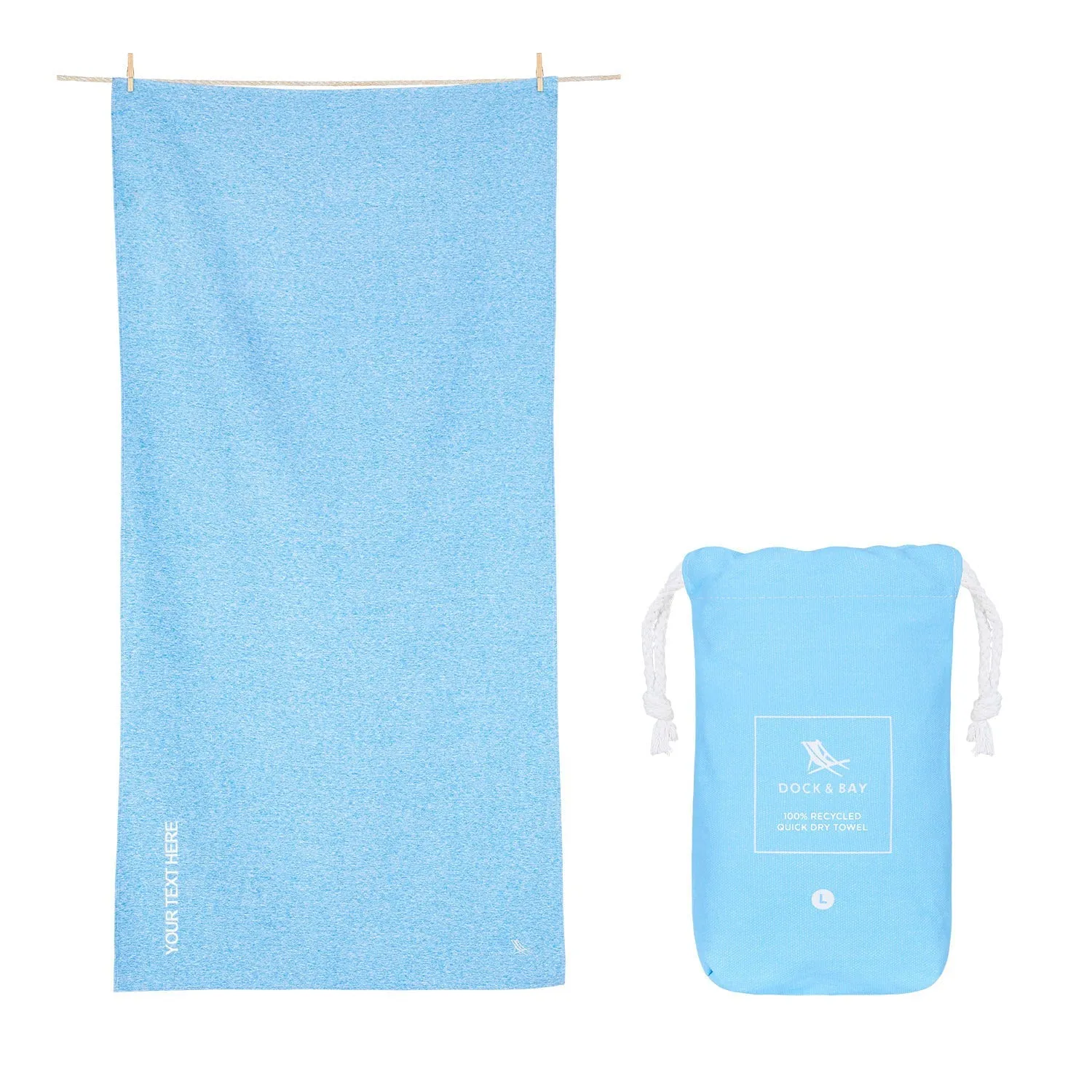 Dock & Bay Quick Dry Towels - Lagoon Blue - Customized Embroidery Personalized for You