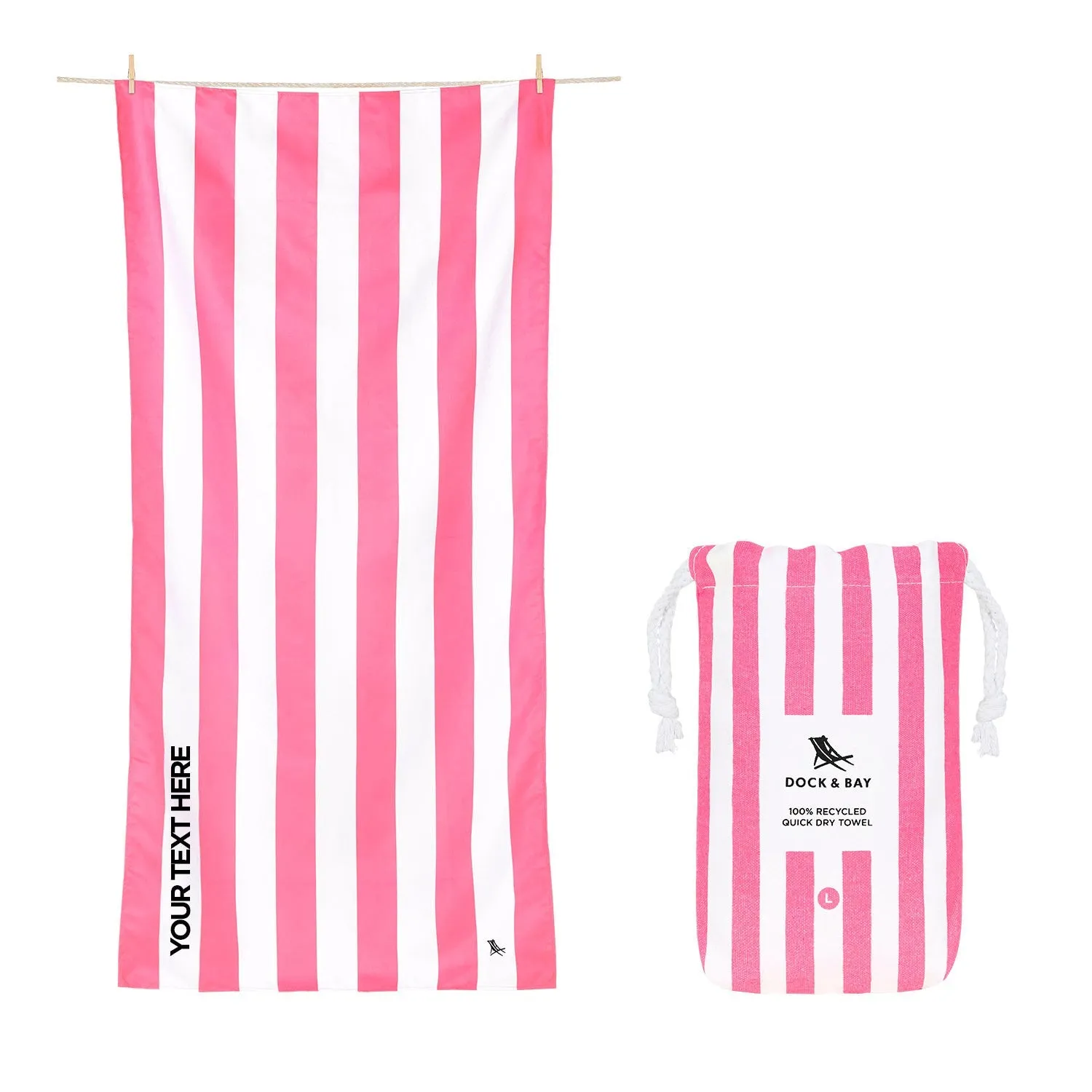 Dock & Bay Quick Dry Towels - Phi Phi Pink - Customized Embroidery Personalized for You