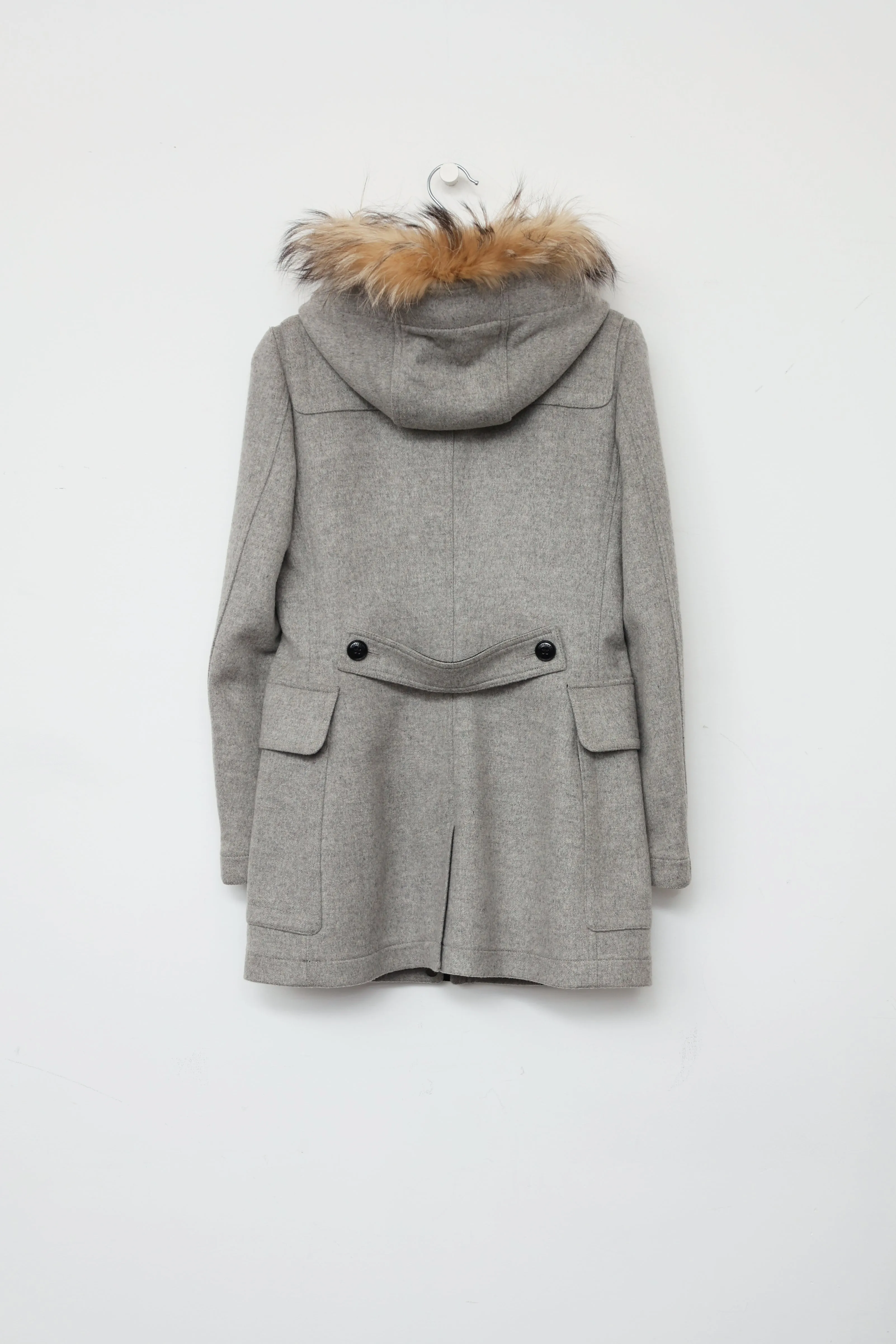 Grey Fur Trim Toggle Coat