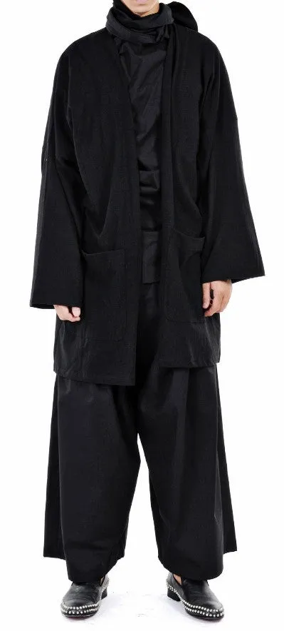 Japanese Oversized 3/4 Sleeve Samurai Long Cotton Jersey Cardigan Kimono jacket