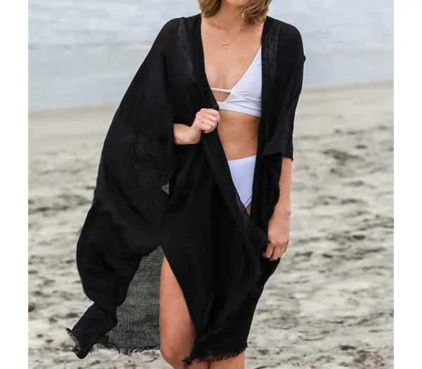 Local Beach Black Luxe Kimono Cover Up