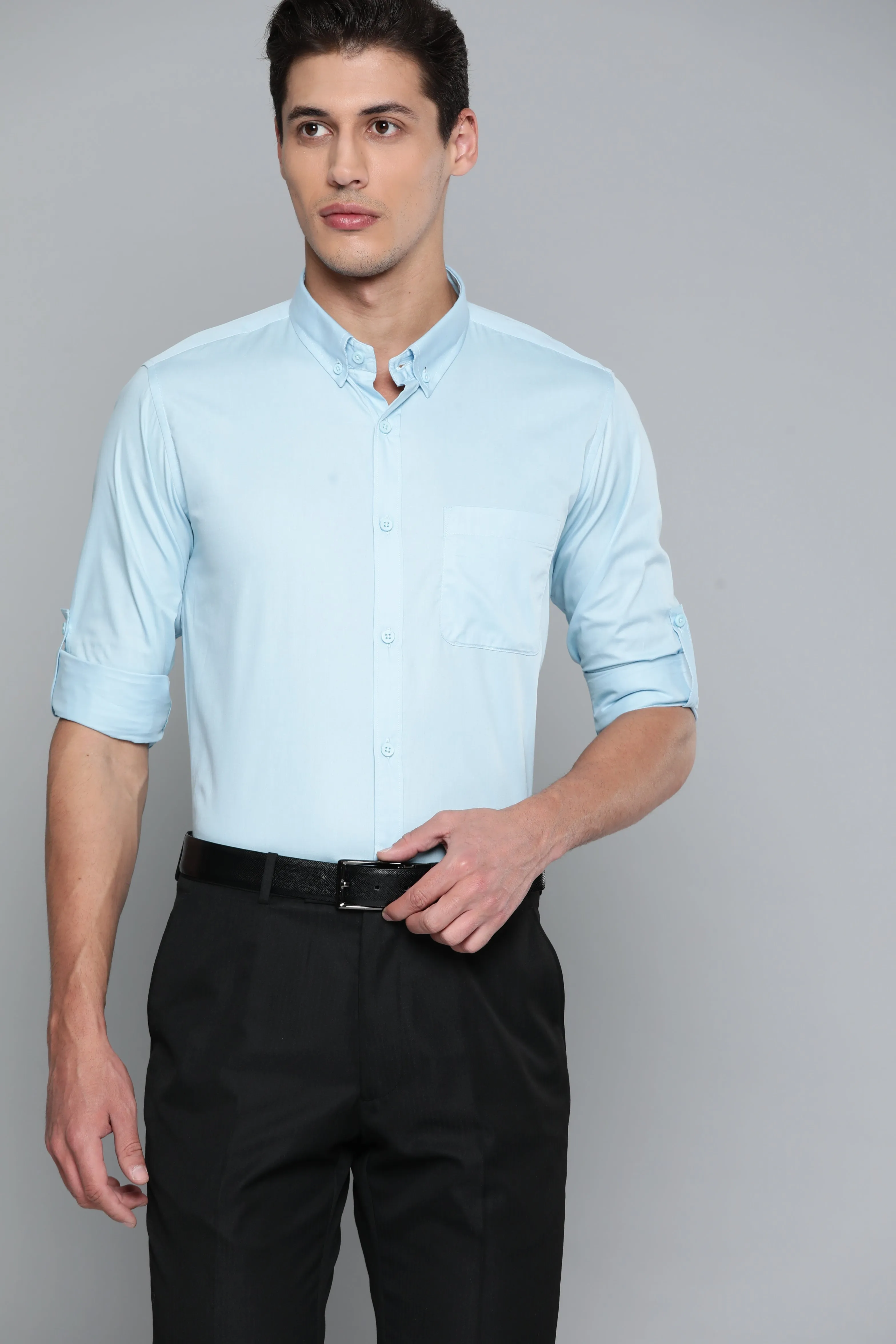 Men Blue Smart Slim Fit Bio-Engineered Quick-Dry Odour-Free Formal Shirt