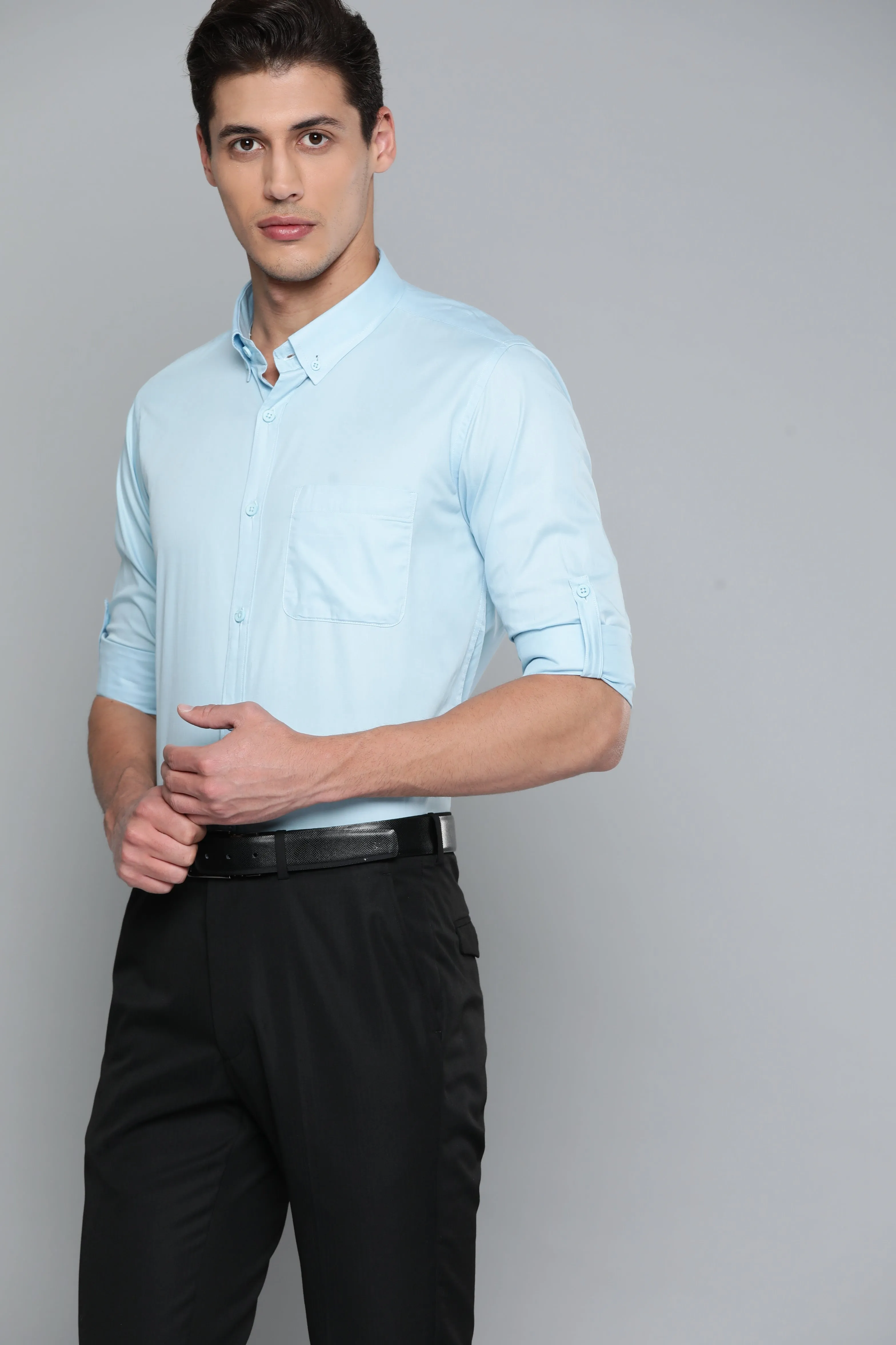 Men Blue Smart Slim Fit Bio-Engineered Quick-Dry Odour-Free Formal Shirt