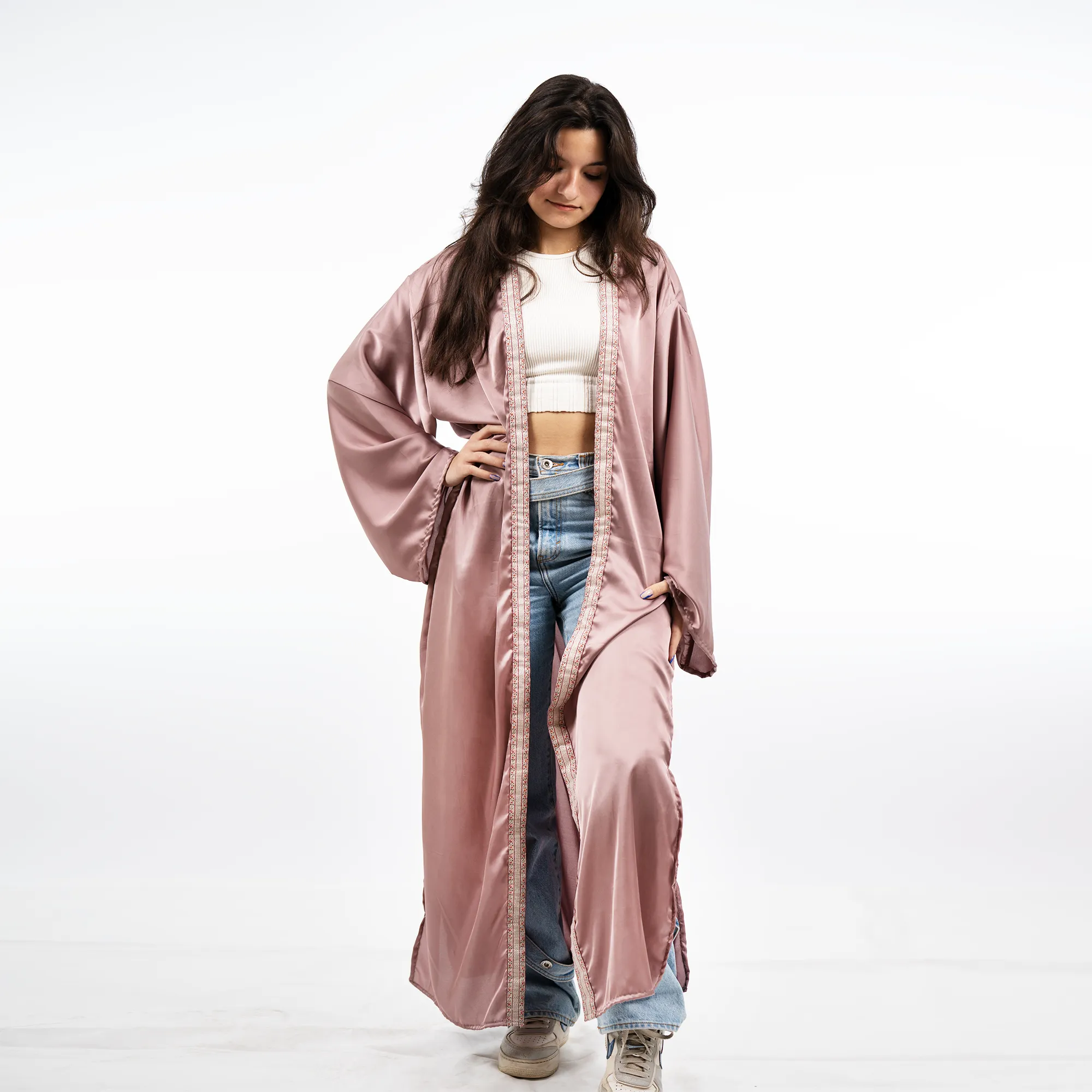 Nude Pink Silk Kaftan