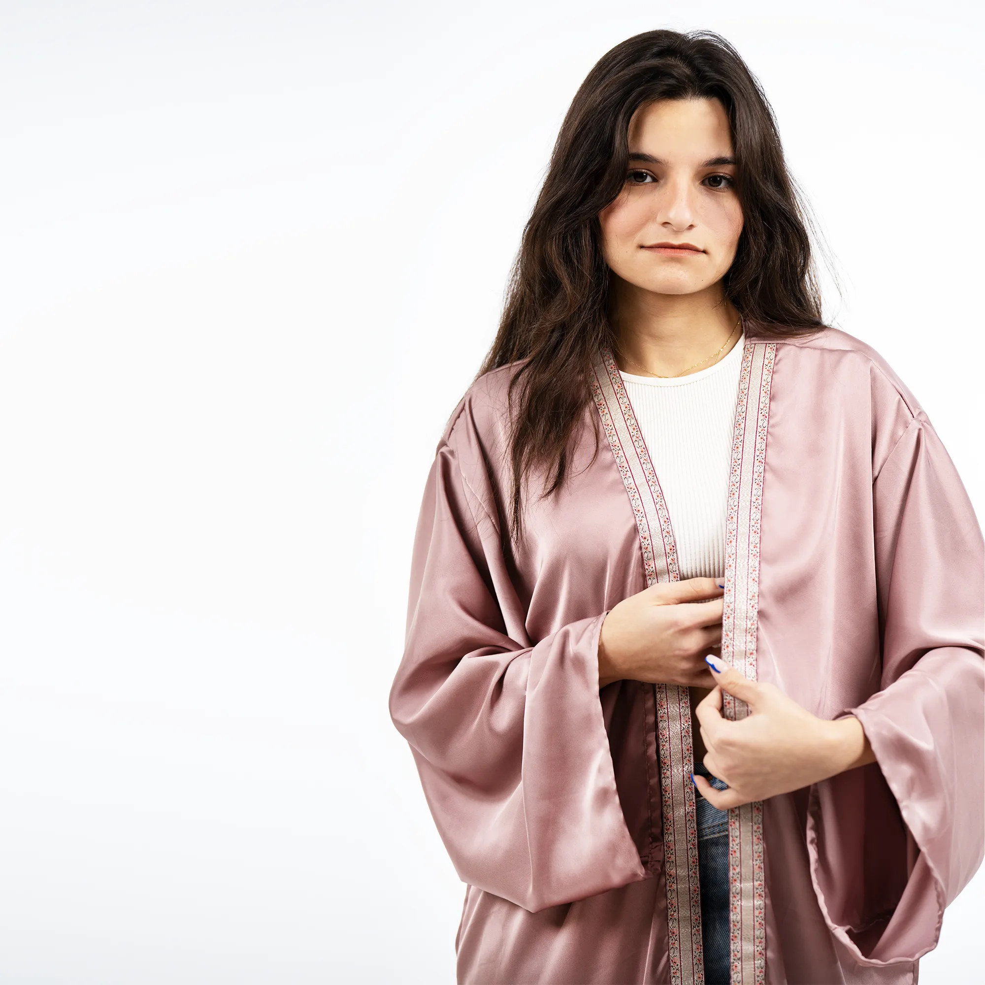 Nude Pink Silk Kaftan