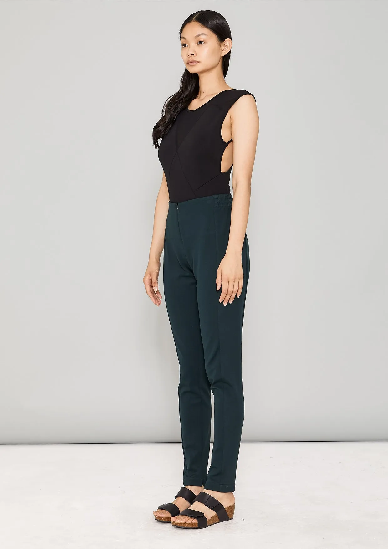PANTS HIGH WAIST SKINNY - HEAVY STRETCH dark green