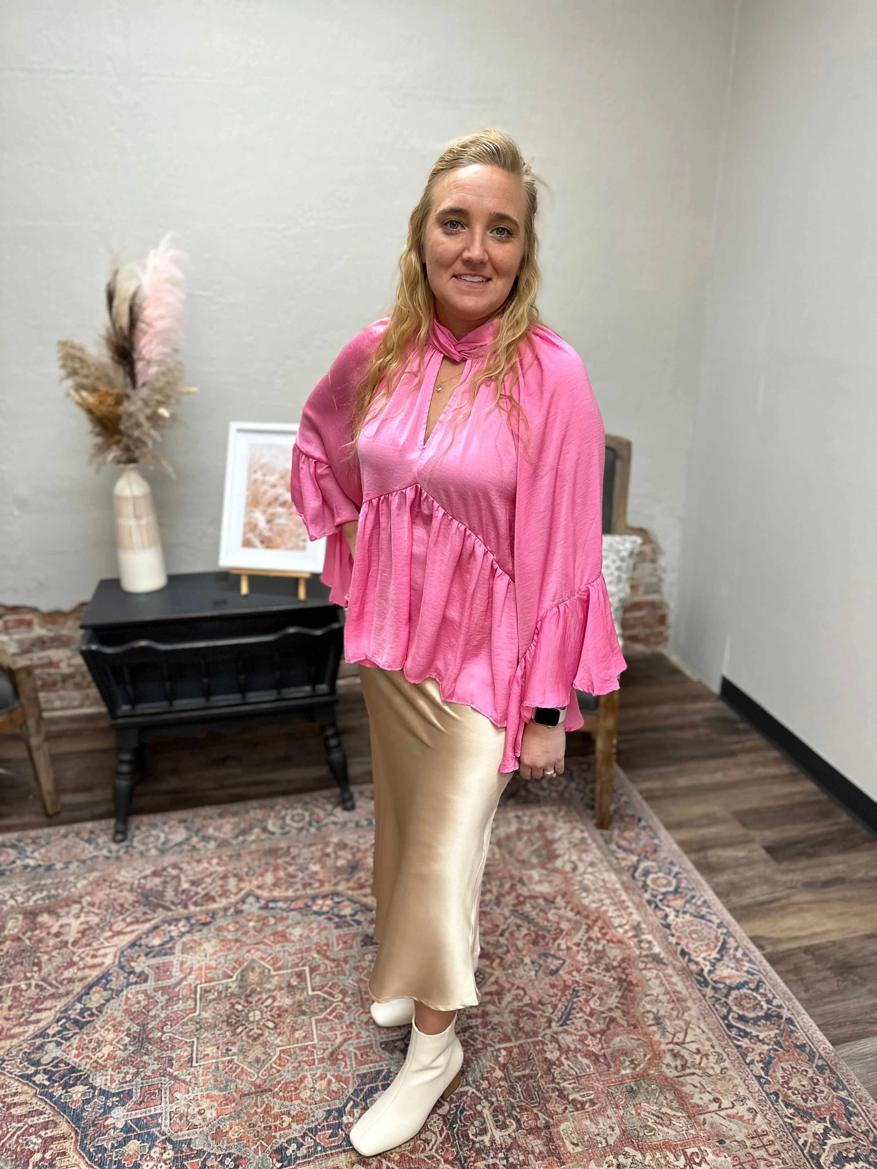 Pink twisted neck top