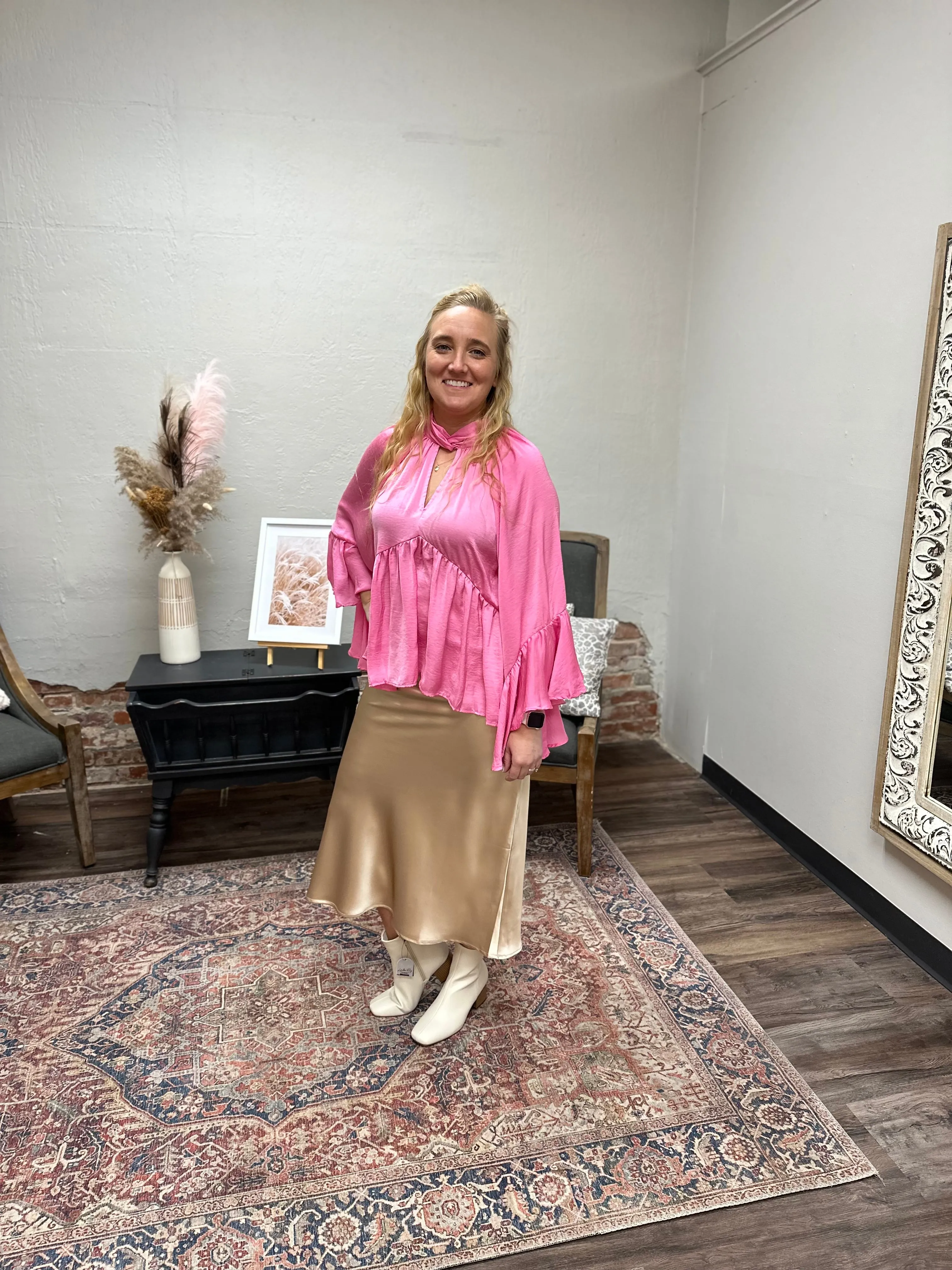 Pink twisted neck top