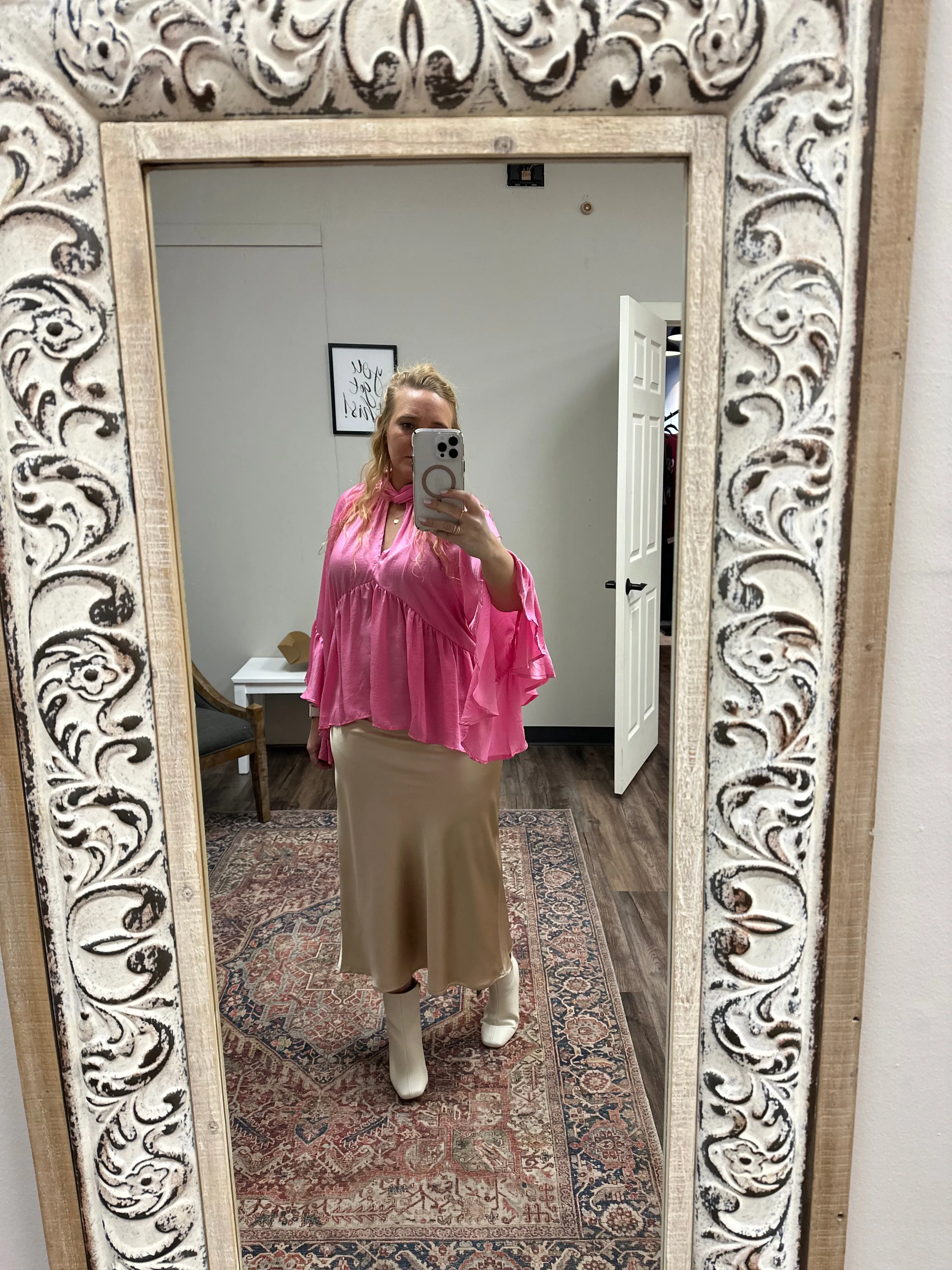 Pink twisted neck top