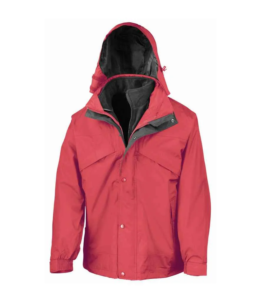 Result 3-in-1 Waterproof Zip and Clip Fleece Lined Jacket | Red/Black