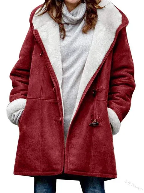 Ronja  Warme en Casual Fleece Jas met Capuchon voor Dames