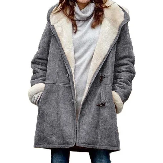 Ronja  Warme en Casual Fleece Jas met Capuchon voor Dames