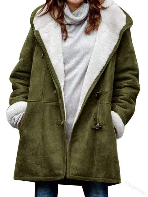 Ronja  Warme en Casual Fleece Jas met Capuchon voor Dames