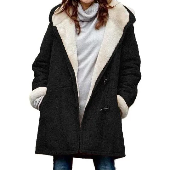 Ronja  Warme en Casual Fleece Jas met Capuchon voor Dames
