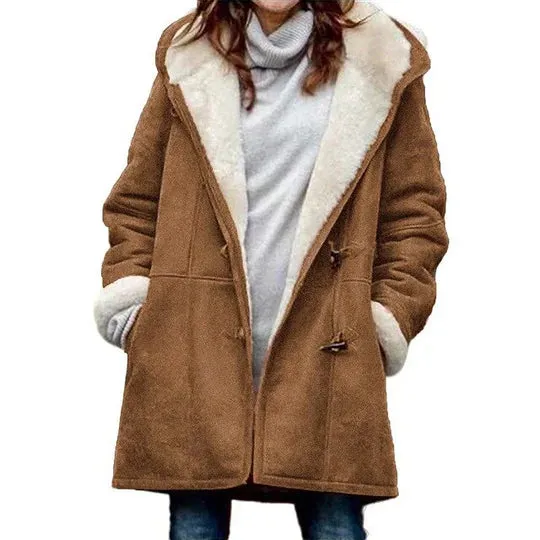 Ronja  Warme en Casual Fleece Jas met Capuchon voor Dames