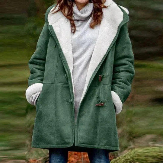 Ronja  Warme en Casual Fleece Jas met Capuchon voor Dames