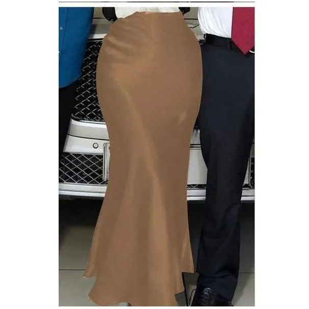 Satin Pencil Long Skirt
