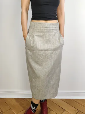 The Oliver by Valentino Cashmere Wool Grey Pencil Skirt | Vintage designer made in Italy midi long IT46 S
