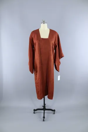 Vintage Silk 1940s Kimono Jacket Coat / Milk Chocolate Brown