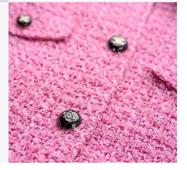 YES by YESIR Barbie pink autumn winter short jacket mini pencil skirt- Tiggan